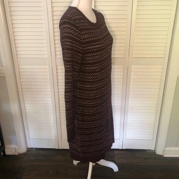 Loft Maroon and Gold stripped Sweater Dress Women’s Petite Large - Picture 5 of 12